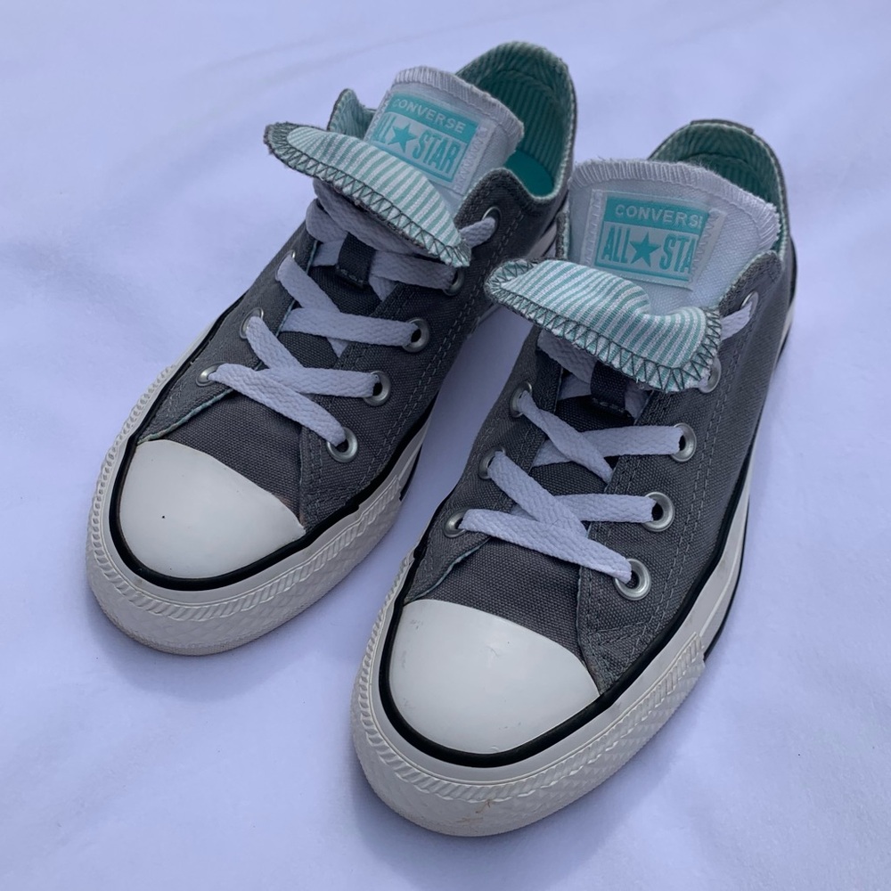 Converse All Star Chuck Taylor Double 2 Tongue Sneaker Grey Aqua Women's Size 6